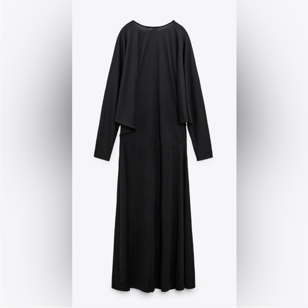 Zara VOLUMINOUS SLEEVE DRESS Batwing Sleeve Elegant Black Maxi Dress - Picture 5 of 8